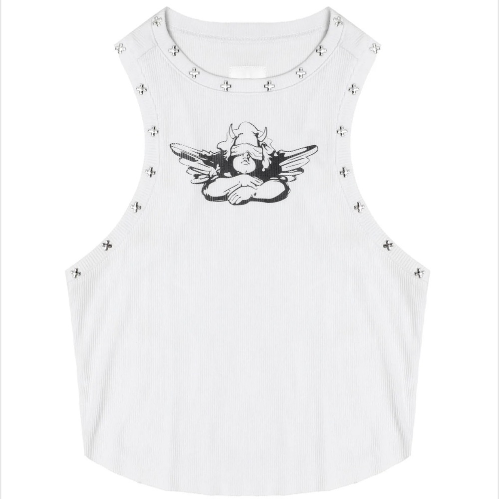 boys lie white stud tank